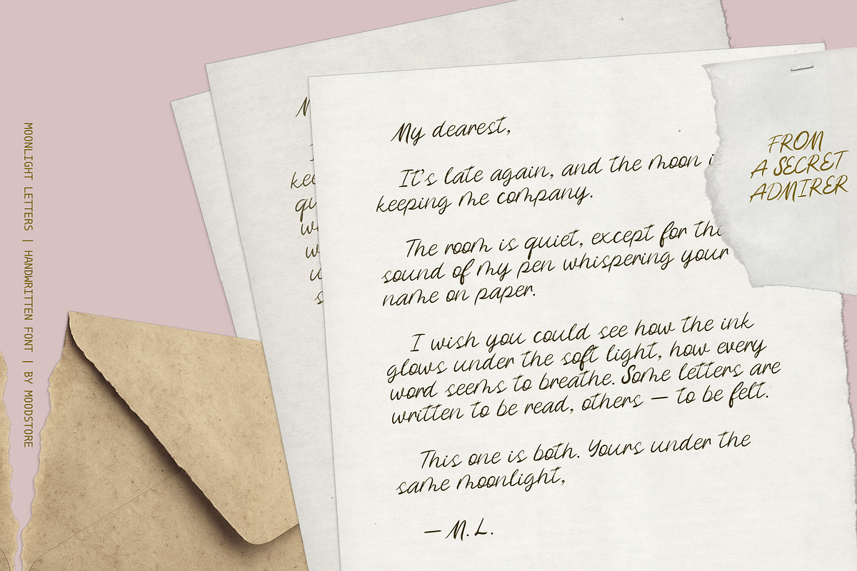 Moonlight Letters Handwritten font, a Handwritten Font by MOODSTORE (Photo 2 of 11)