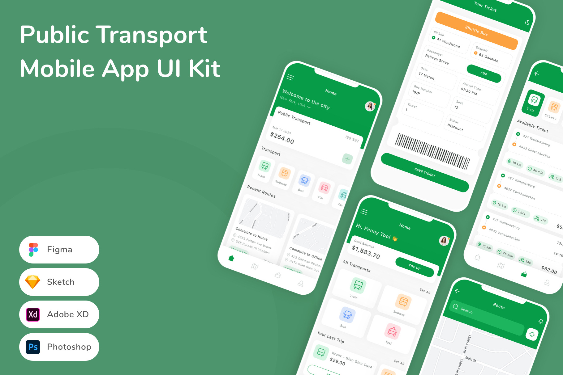 Public Transport Mobile App UI Kit, an UI Kit Template by Betush