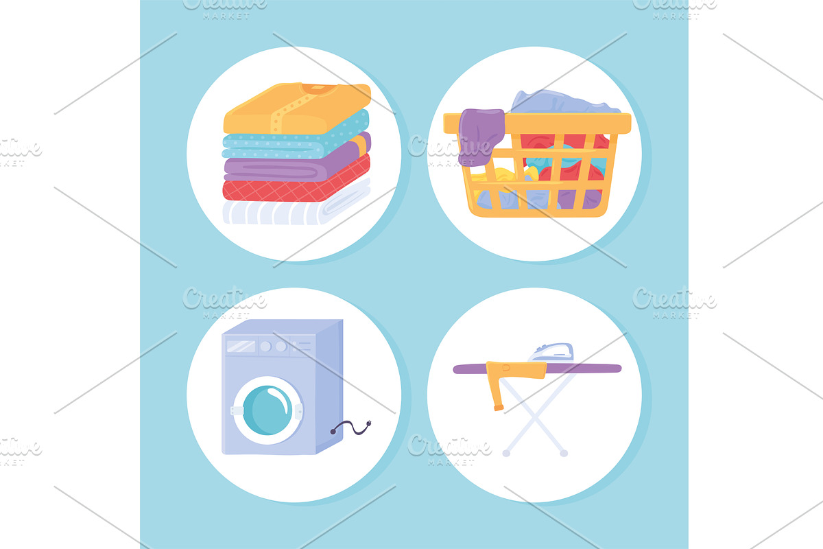 icon objects of laundry, an Illustration by studiogstock