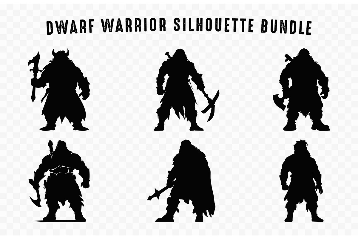 Dwarf Warrior Silhouette SVG Set, a Person Illustration by Gfx Expert Team (Photo 2 of 3)