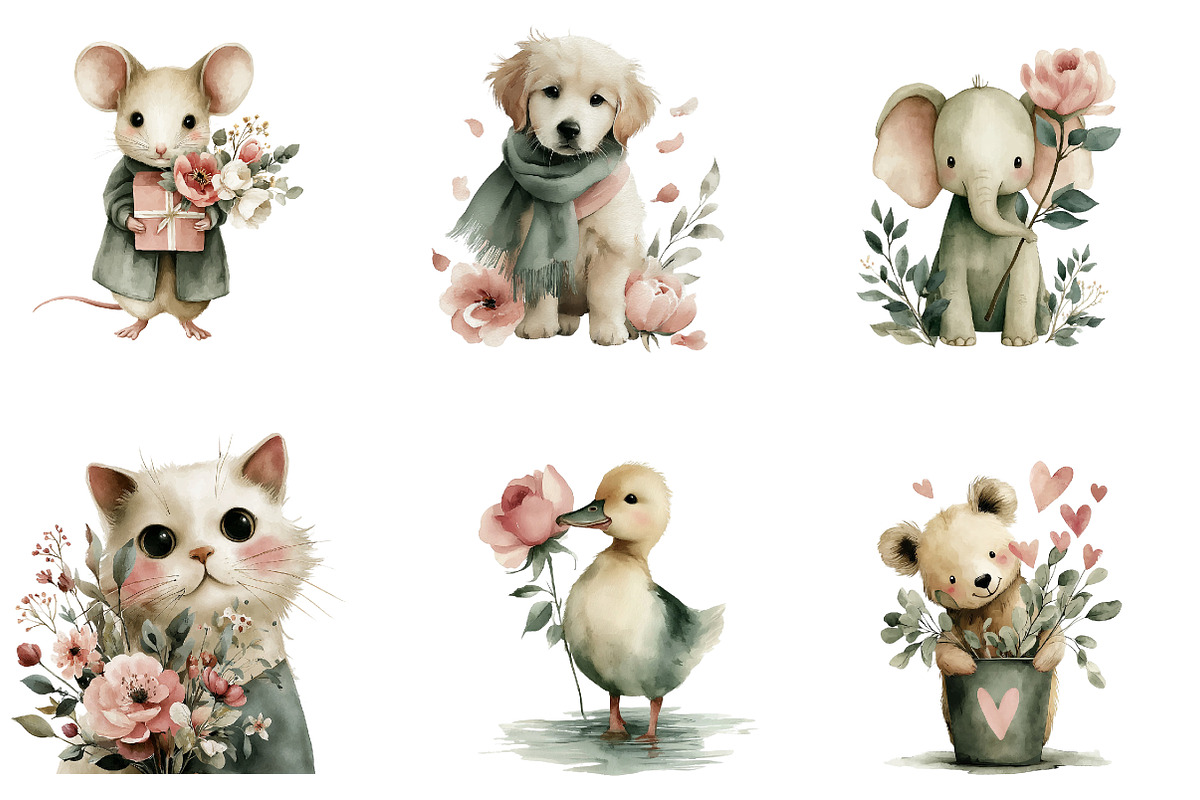 valentine and nursery animals set, an Illustration by CreationArt (Photo 7 of 7)