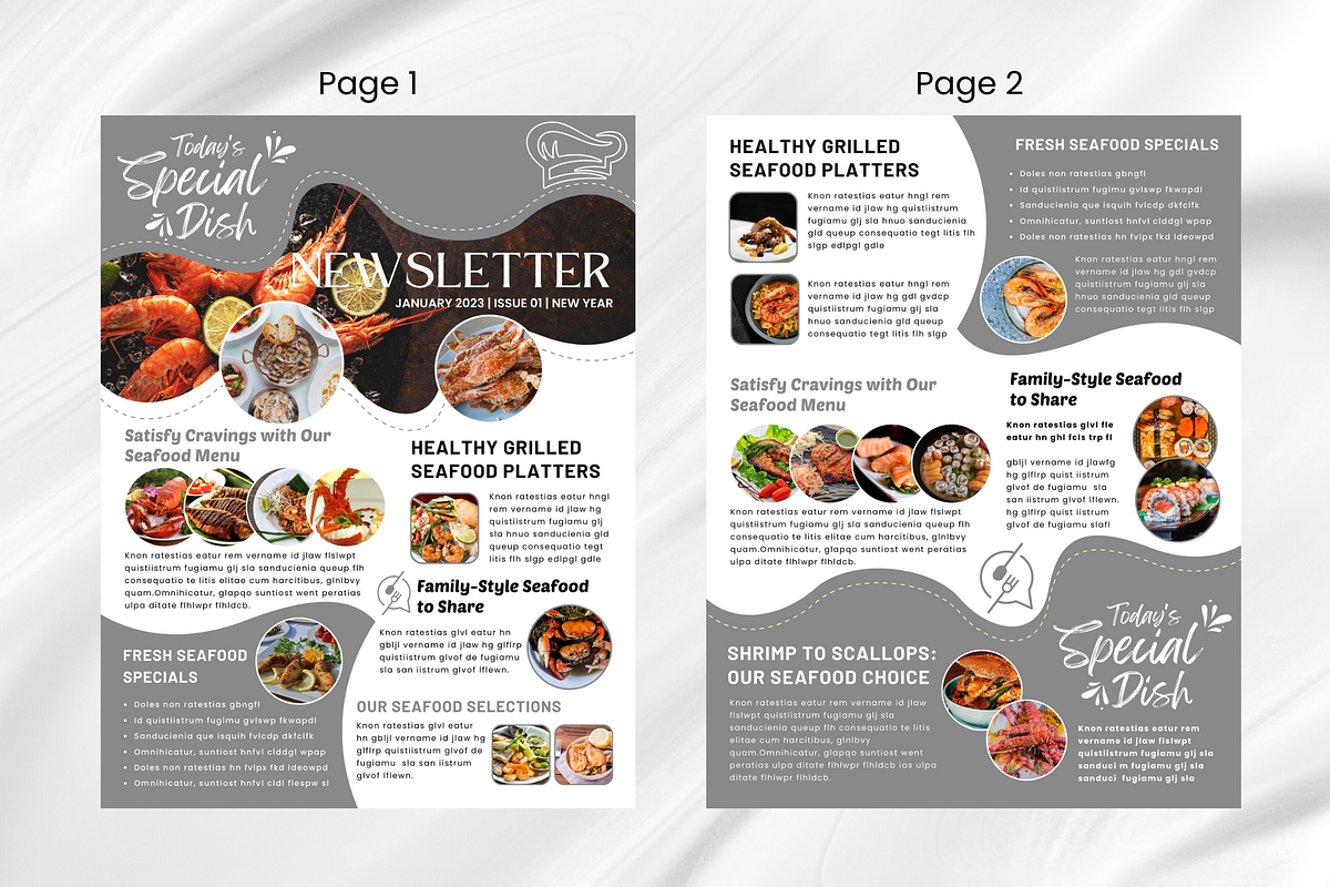 Canva Seafood Newsletter Template preview 5