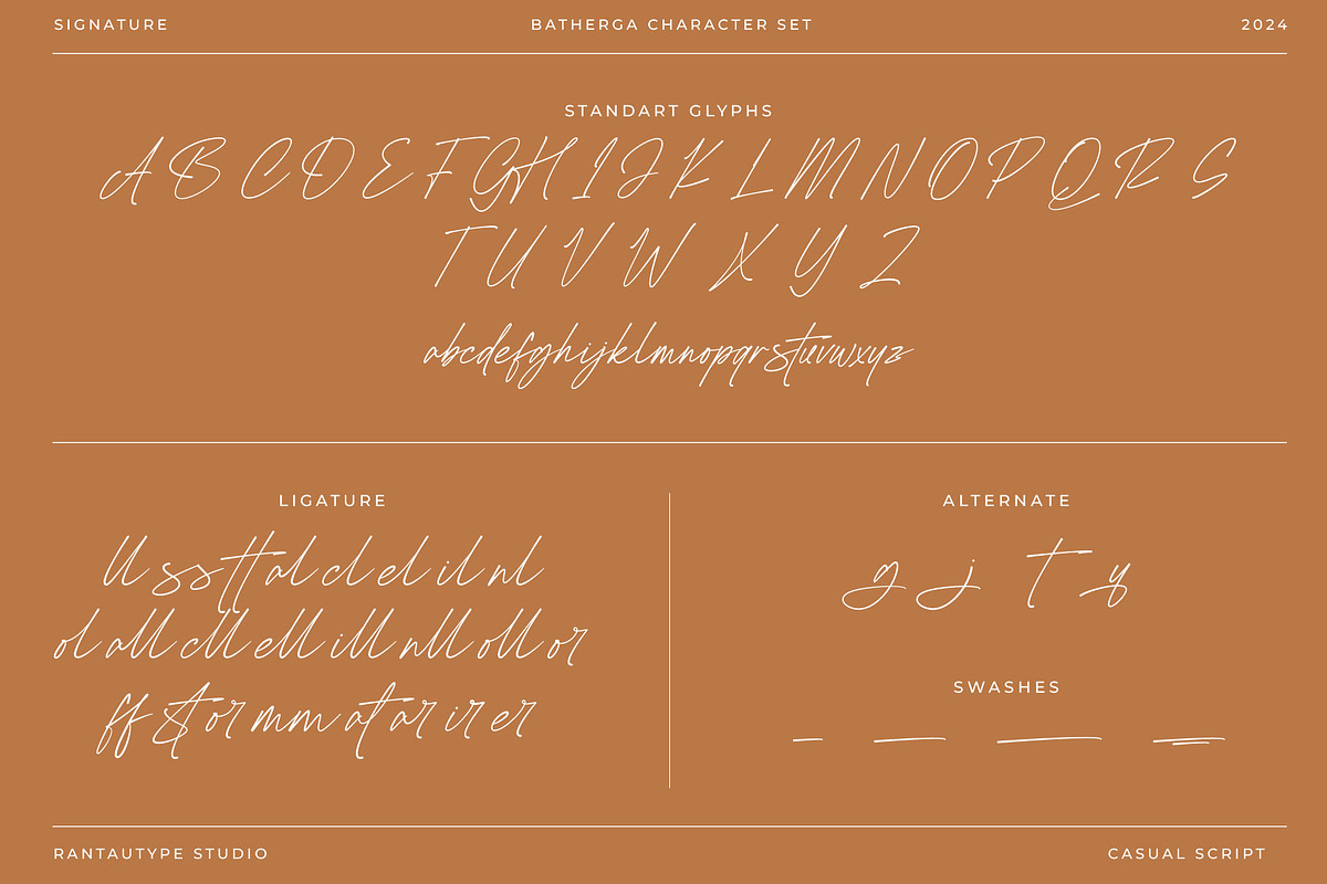 Batherga Signature Font, a Script Font by RantautypeStudio (Photo 16 of 17)