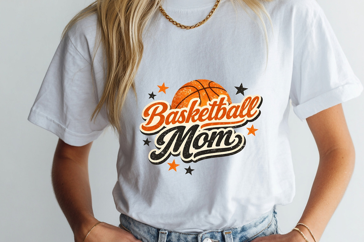 Retro Baskerball Mom PNG Shirt Sport, a Sport Illustration by SugarCloudStudioArt (Photo 3 of 6)