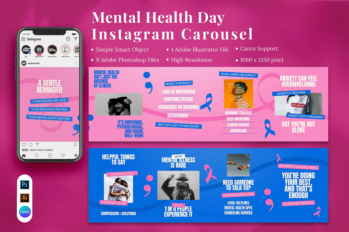 Mental Health Day Instagram Carousel