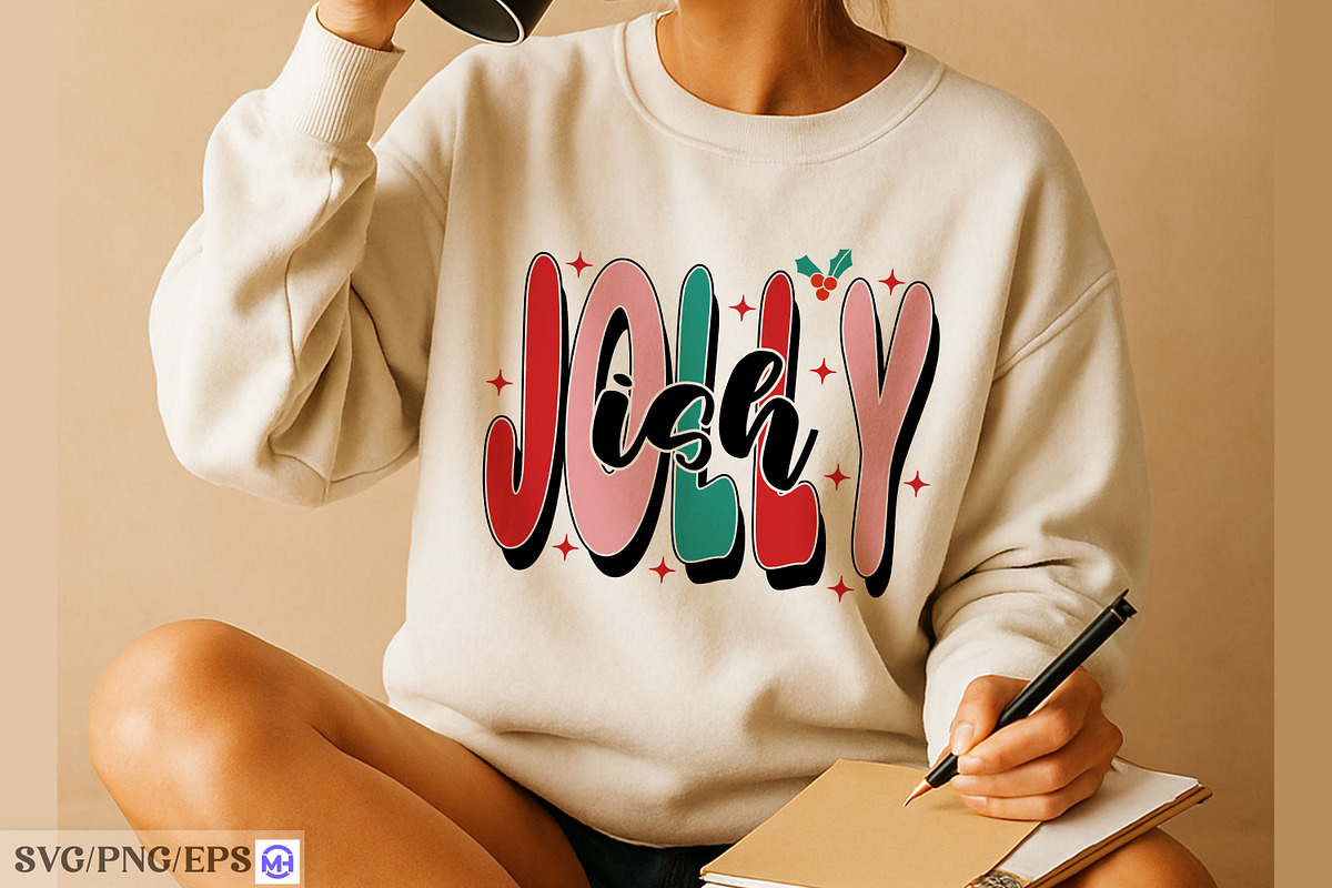 Retro Jolly Ish Christmas Shirt, a Seasonal Illustration by mh_arif (Photo 3 of 4)