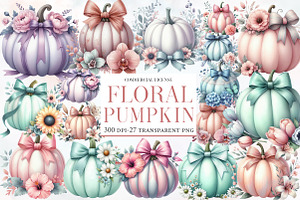 Floral Pumpkin Clipart, an Illustration by Designworld