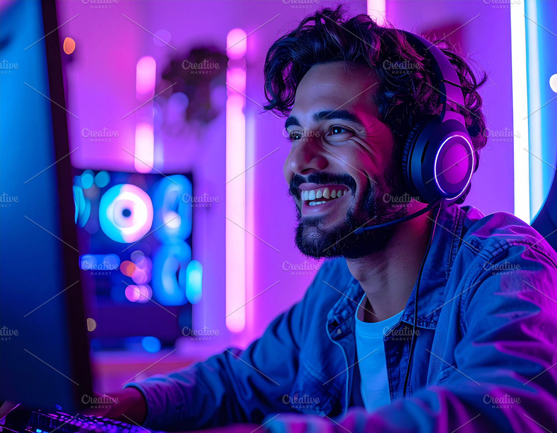 Streamer interacting with live chat with his followers, a Person Photo by DanFLCreativo