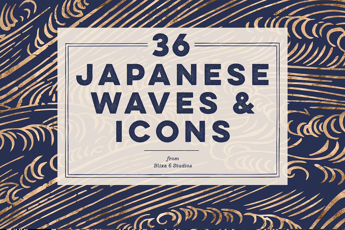 36 Japanese Wave & Gold Icons, a Pattern Graphic by Blixa 6 Studios (Photo 1 of 10)