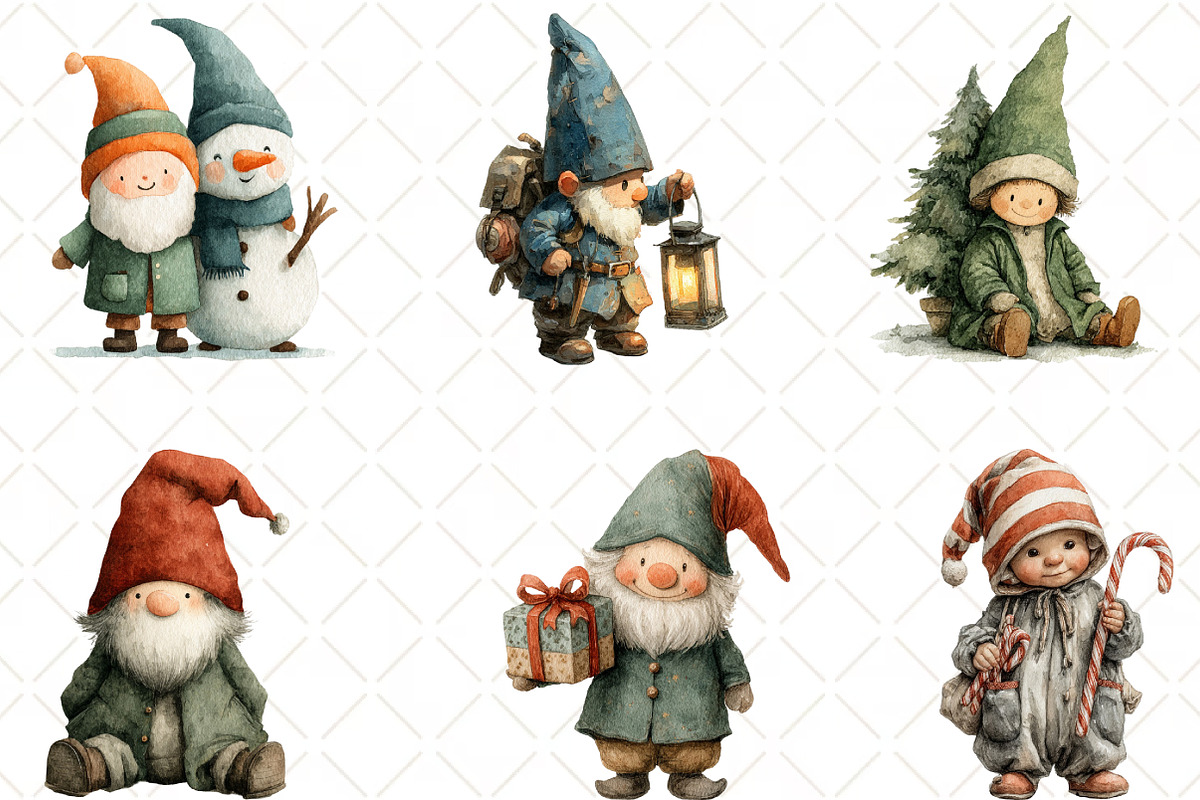 Cute Christmas Baby Gnome Clipart, an Illustration by Black Bird Studio (Photo 3 of 6)