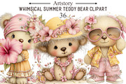 Whimsical Summer Teddy Bear Clipart, an Illustration by designcity5 (Thumbnail 1 of 5)