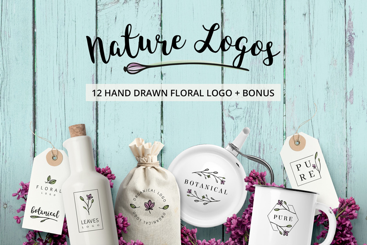 Nature & floral premade logos +BONUS, a Branding & Logo Template by AgataCreate (Photo 1 of 6)