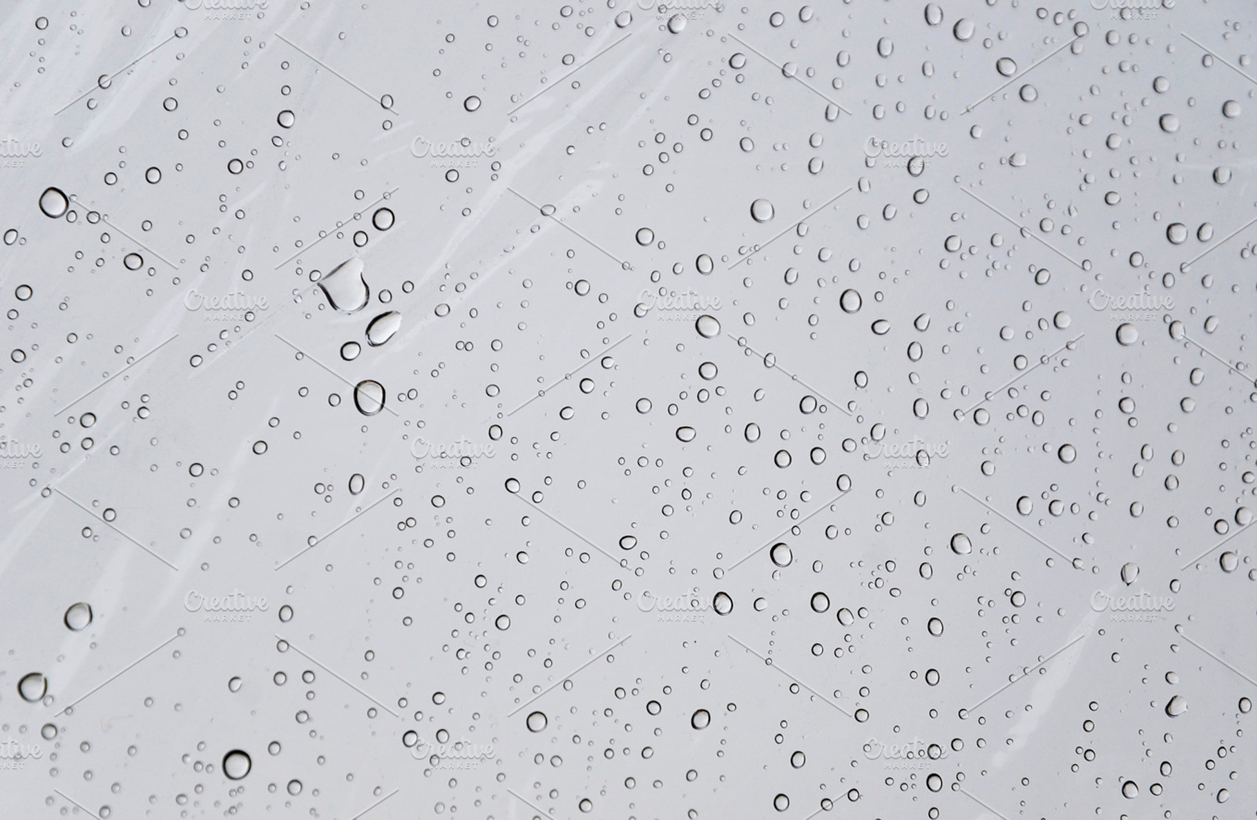 Water droplets on transparent umbrella, an Abstract Photo by neftali77