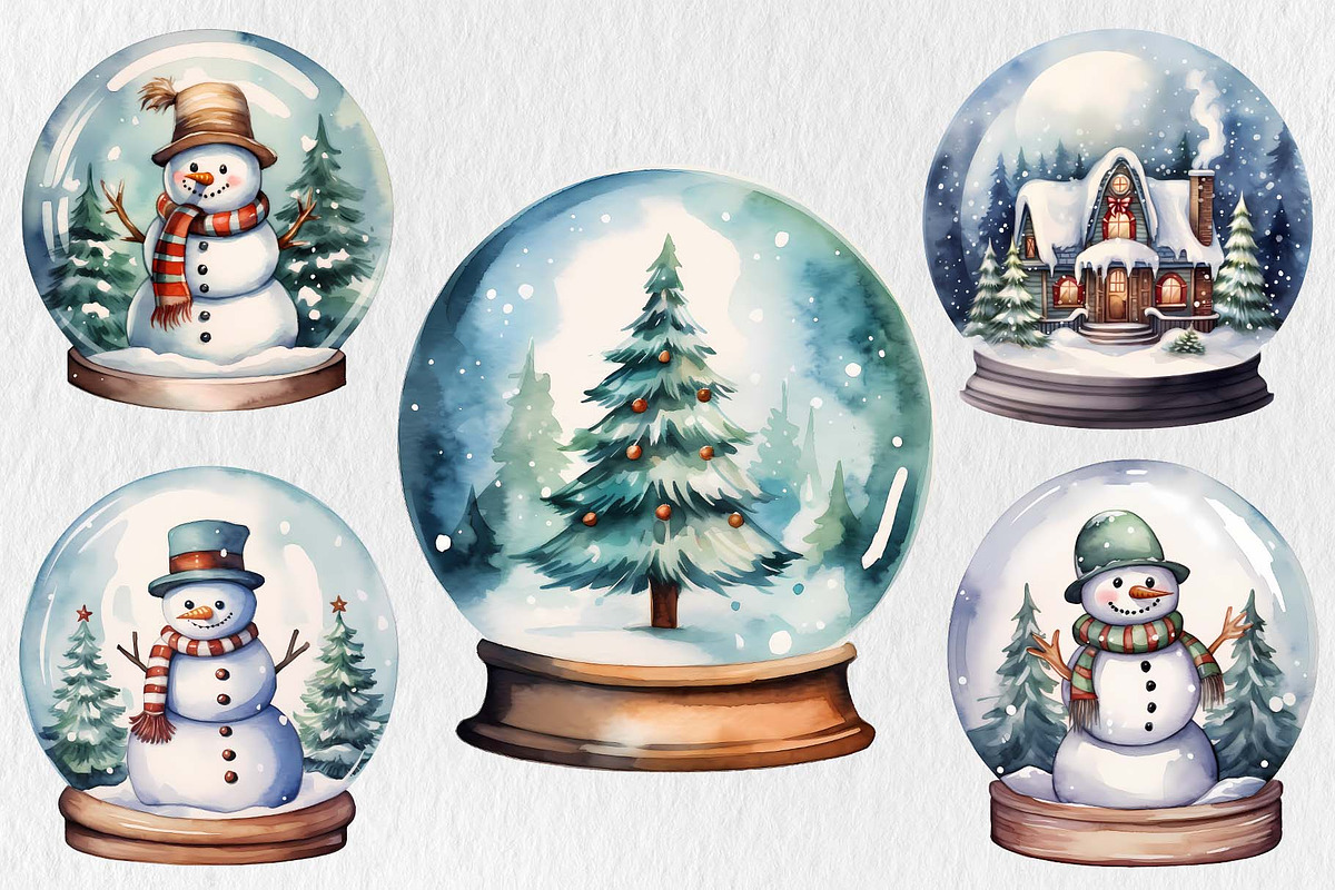 Christmas Snow Globe Clipart Bundle, an Illustration by Moon Studio (Photo 2 of 11)