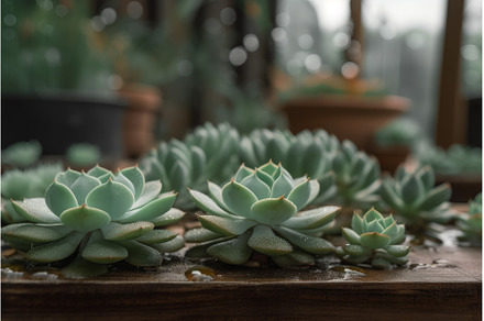 Succulent plants table. Generate Ai, a Nature Photo by Ylivdesign