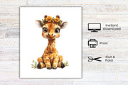Watercolor Baby Giraffe Clipart, an Illustration by Canvas Craft (Thumbnail 8 of 8)