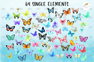 Watercolor Butterflies 24 Patterns