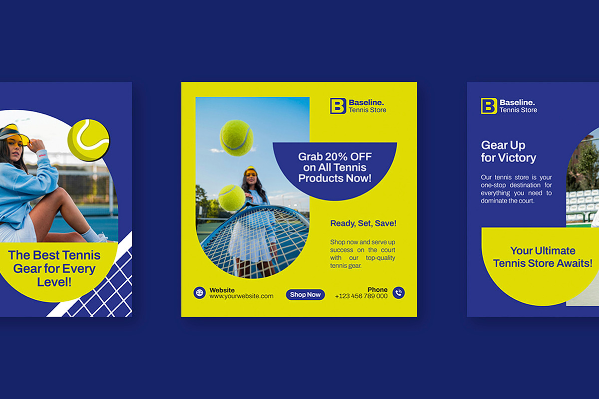 Baseline Tennis - Instagram Post, a Social Media Template by Esensifiksi.studio (Photo 2 of 3)