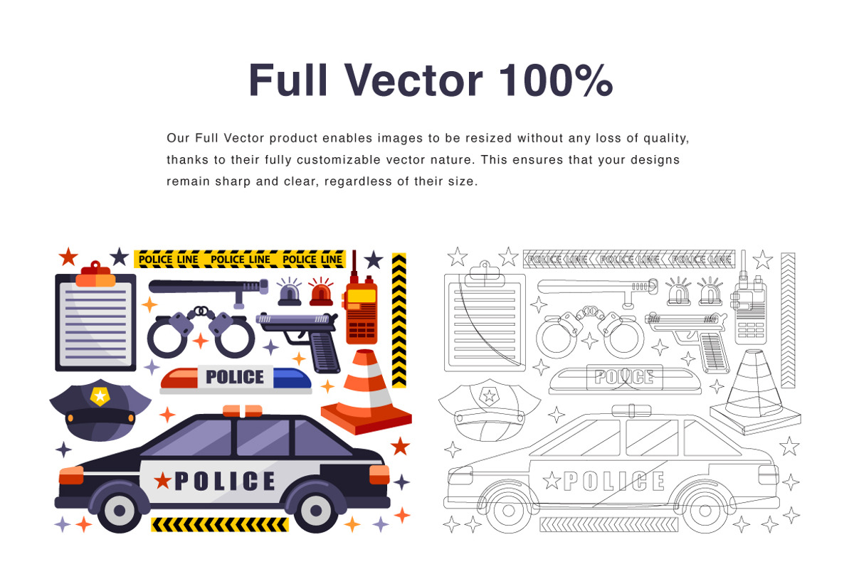 Police Elements Vector Illustration, a Work Illustration by KAZ by IanMikraz Studio (Photo 2 of 3)