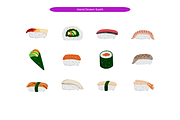 Hand Drawn Sushi, a Food Illustration by Creathub Studio (Thumbnail 1 of 3)