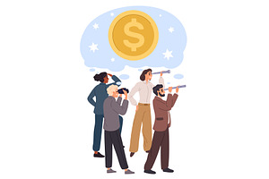 Men and women looking for ways to, a Finance Illustration by Vectorbuum