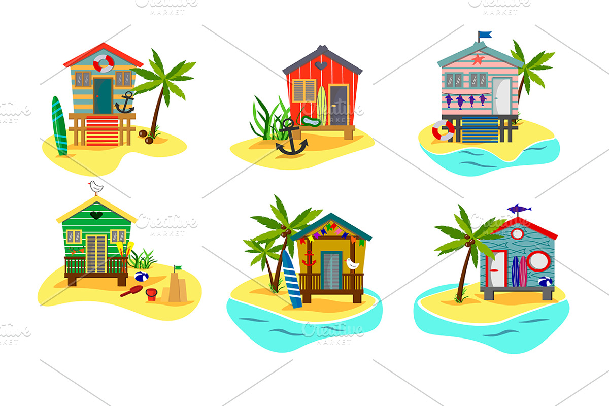Beach houses set., an Illustration by irina_kutuzova (Photo 4 of 8)