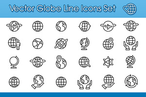 Vector Globe Line Icon Set