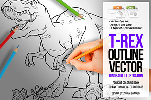 Tyrannosaurus Rex Outline Vector