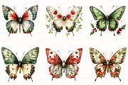Christmas Butterfly Clipart, an Illustration by OK Design (Thumbnail 3 of 5)