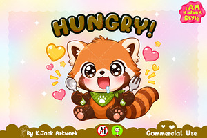 Hungry Red Panda Animal Clipart, an Animal Illustration by K.JackArtwork
