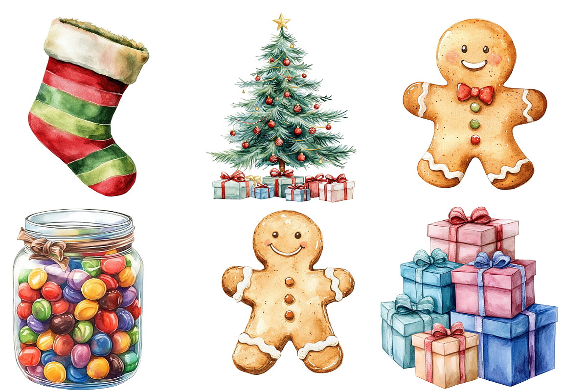 Watercolor Christmas Clipart, an Illustration by Designworld (Photo 3 of 6)