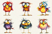 Cute Quirky Funny Birds Clipart, an Illustration by OK Design (Thumbnail 3 of 5)