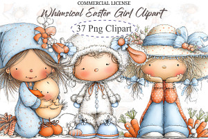 Whimsical Easter Girl Clipart, an Illustration by designcity5