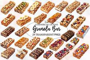 Granola Bar Watercolor Clipart, an Illustration by Designworld