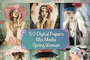Media Spring Woman Digital Papers