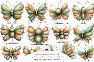 Whimsical spring butterfly clipart, an Illustration by SinaCreation