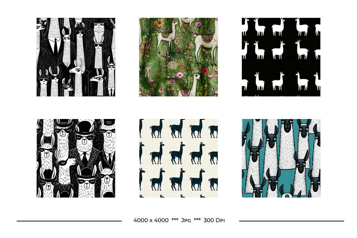 Llama Retro Art Style Designs, a Pattern Graphic by karenfoleyphoto (Photo 6 of 10)