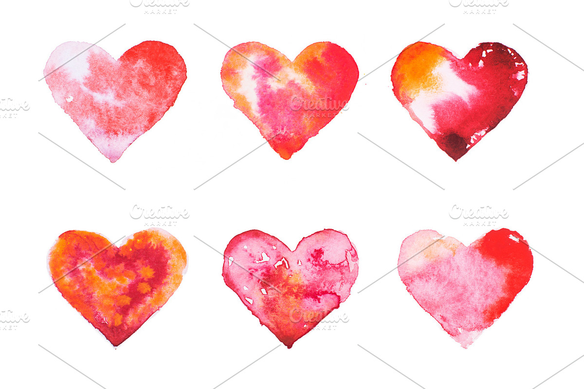 Watercolor painted red heart hand drawn illustration., an Illustration ...