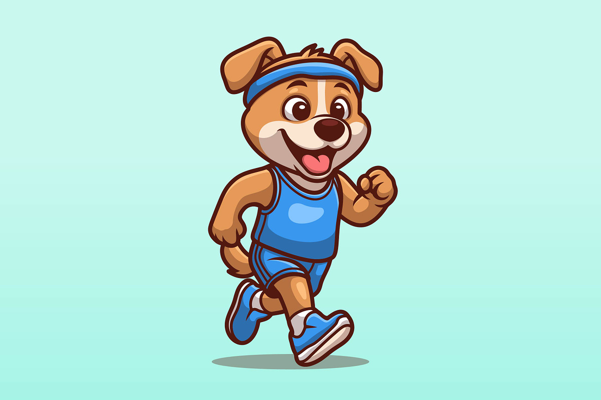 Running Dog Cartoon Character, an Animal Illustration by Gumrega Studio