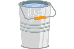 Bucket with water vector flat pail, an Object Illustration by vectorpointstudio