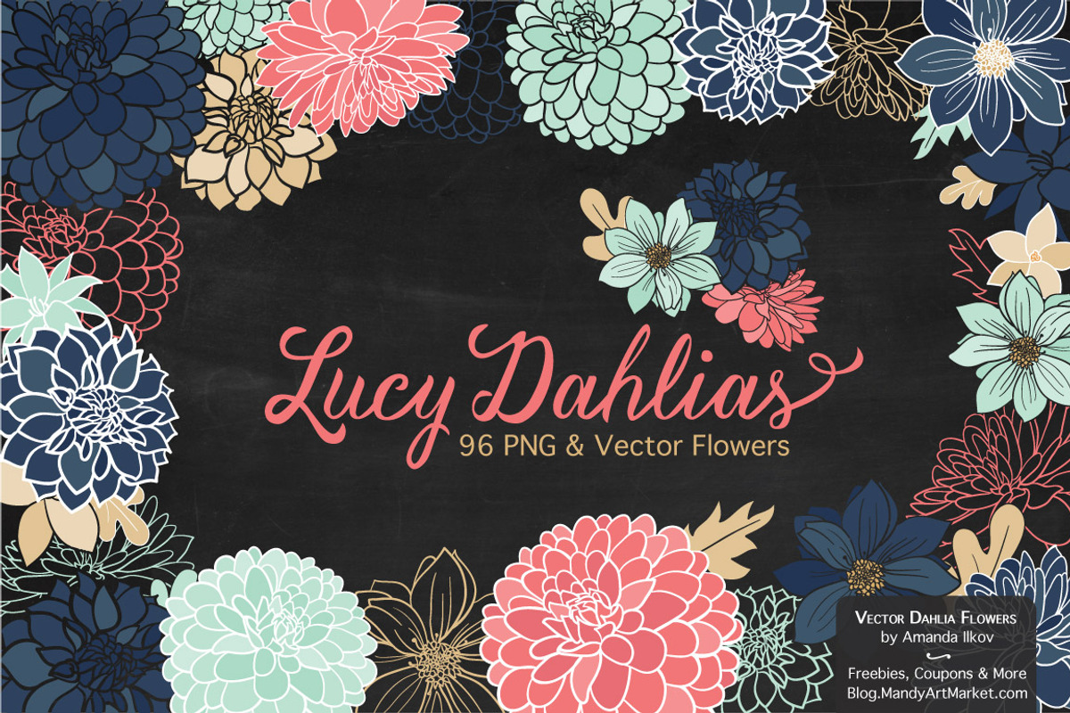 Modern Dahlia Clipart & Vectors, an Illustration by Amanda Ilkov (Photo 2 of 4)