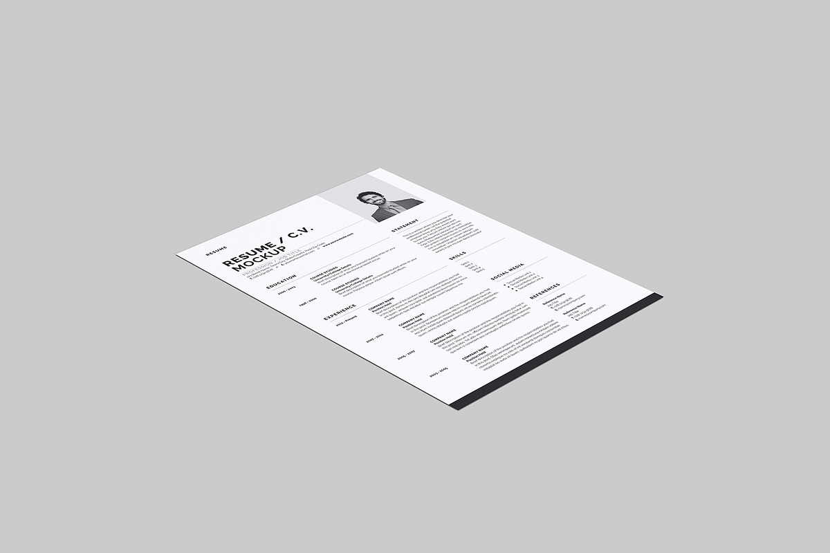Resume - Curriculum Vitae Mockup, an Advertising Mockup by Illusiongraphic (Photo 9 of 22)