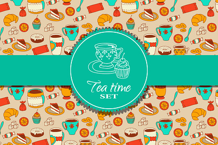 Set of coffee patterns