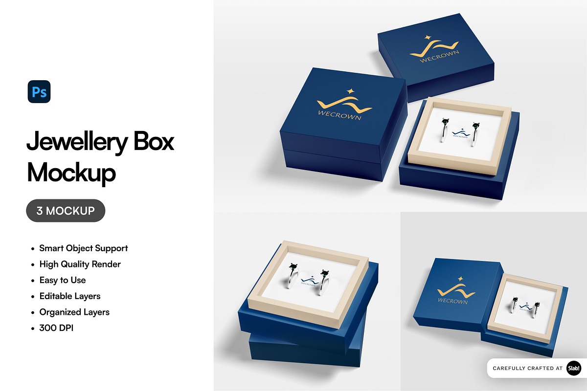 Jewellery Box Mockup, a Packaging Mockup by SLAB! Design (Photo 1 of 5)