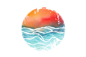 Watercolor abstraction sea in a, an Illustration by Nenahliadava Design