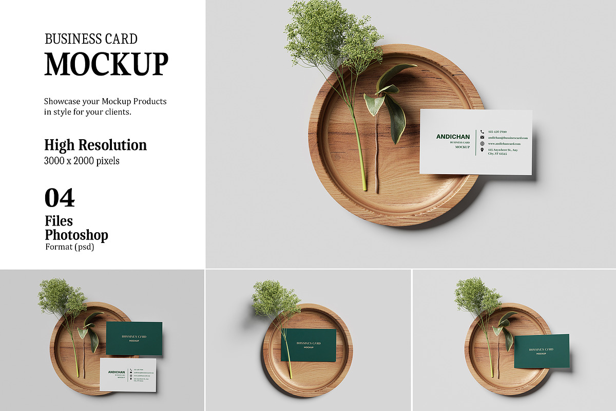 Business card mockup, an Advertising Mockup by AndikaGraphic (Photo 1 of 5)