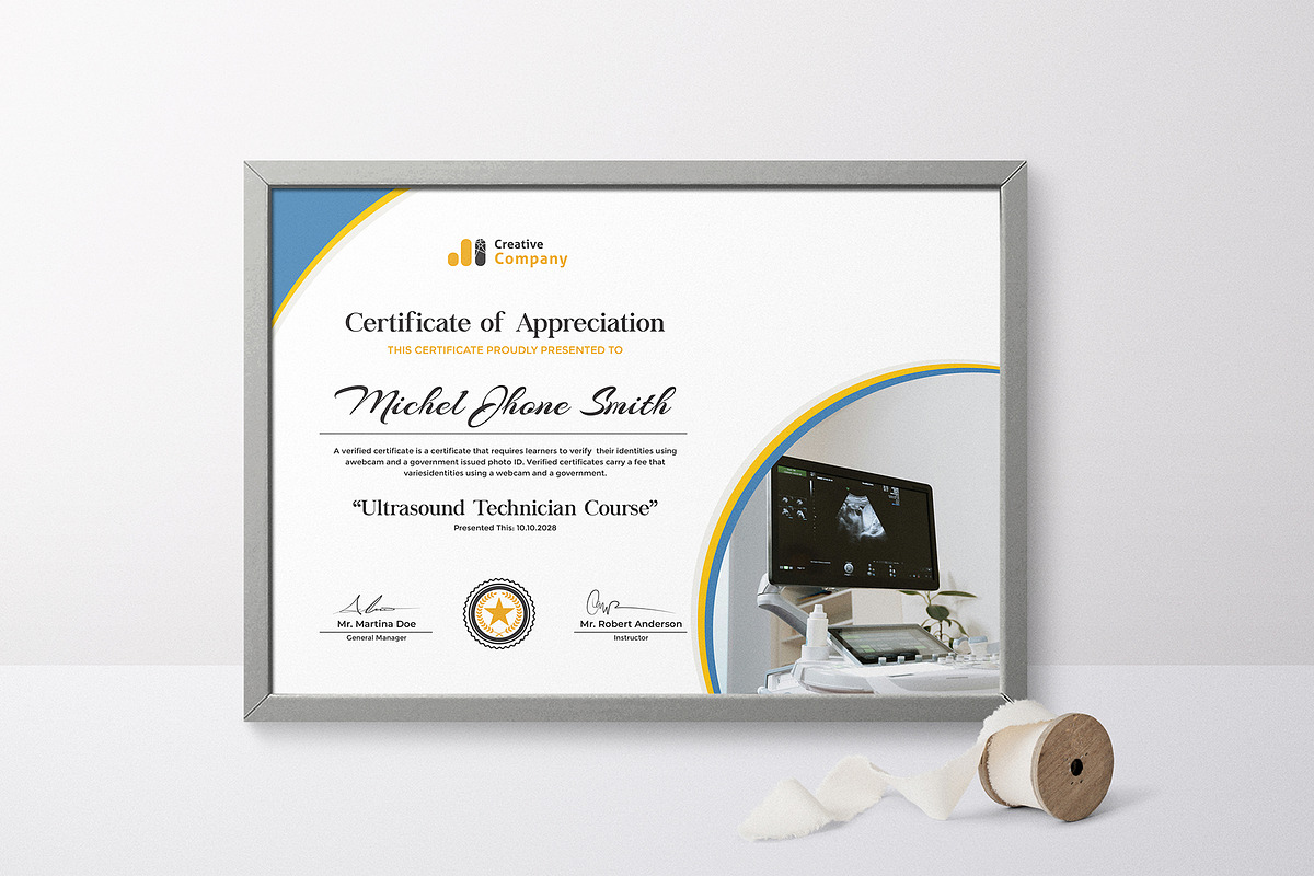 Ultrasound Technician Certificate, a Stationery Template by DesignDevisers (Photo 4 of 10)