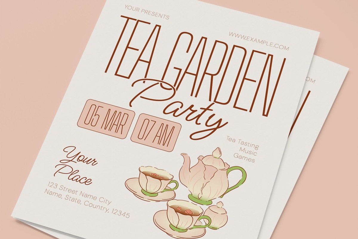 Tea Garden Party Flyer, a Flyer Template by graphicook (Photo 2 of 3)
