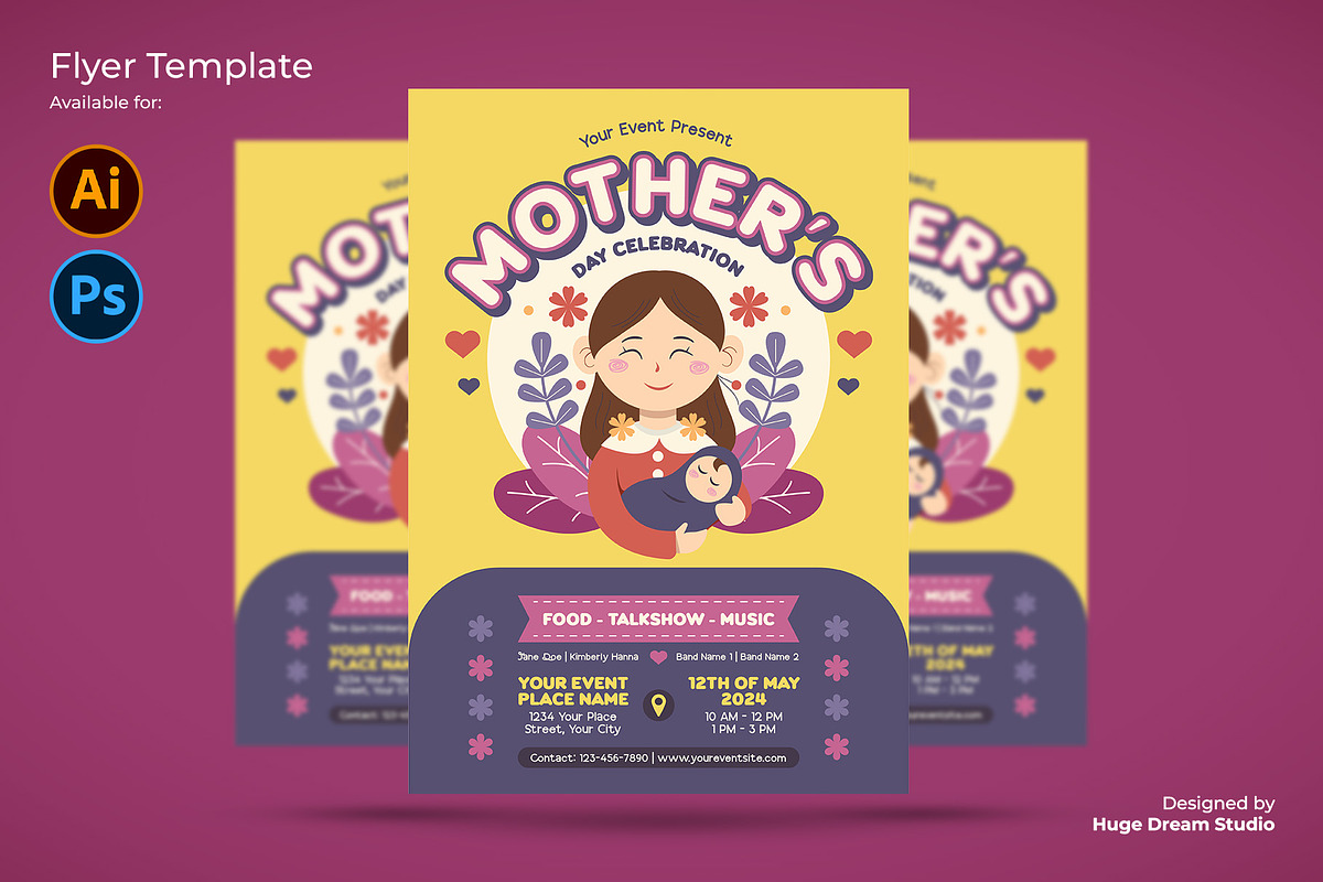 Playful Mother's Day Celebration, a Flyer Template by Huge Dream Studio (Photo 1 of 5)