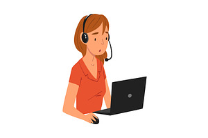 Female Call Center Operator, Online, a Person Illustration by TopVectors